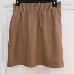 J Crew Khaki brown wool blend lined mini skirt with pockets womens size 0